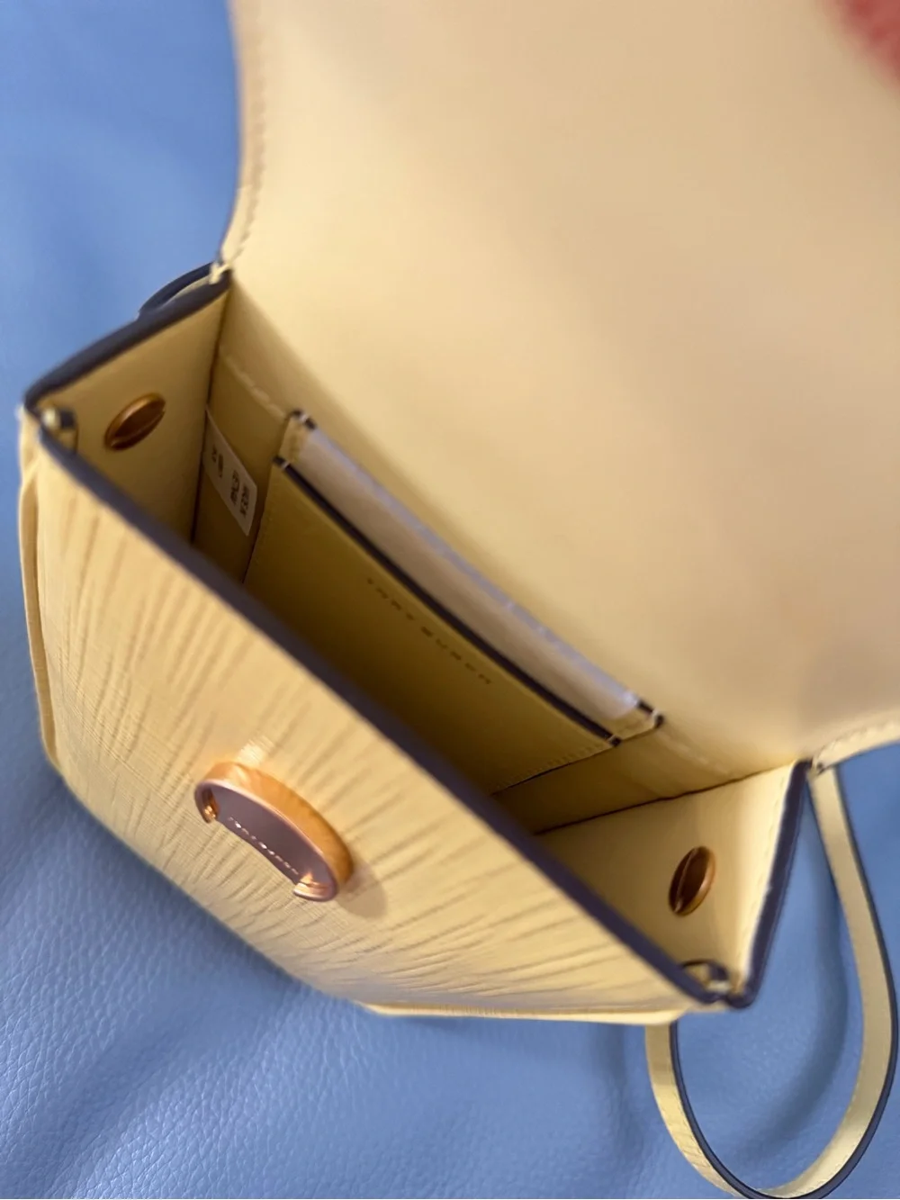 Tory Burch Bright Yellow Textured Leather Crossbody Phone Pouch
